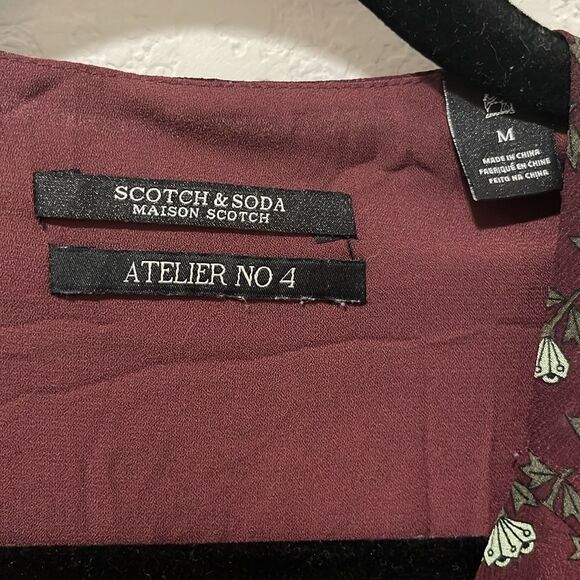 SCOTCH & SODA Atelier 4 Maroon Floral High-Low Wrap Dress, Size M - Picture 9 of 13